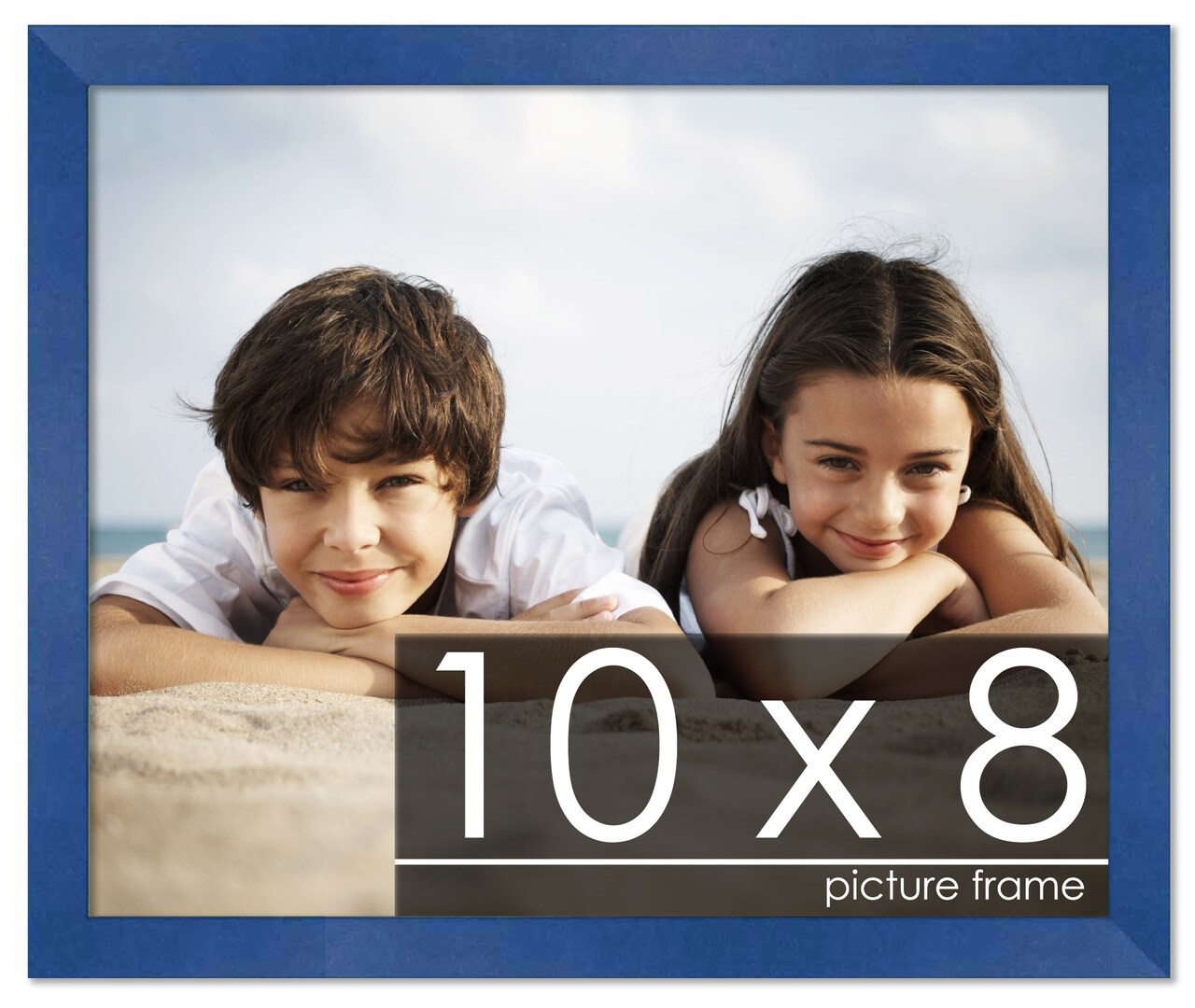 Photo Size Classic Modern Blue Frame - UV Acrylic, Foam Board Backing, Hanging Hardware